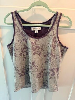 Live Love Lounge XL Floral Tank Top Gray Purple Sleeveless Soft Lounge Top